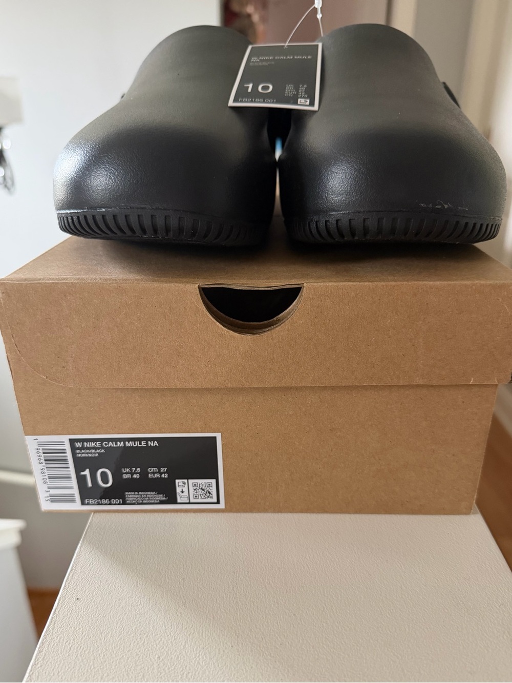 Brand new”NIKE calm mule na”slippers(unisex).Size-W-10,M-9.Color-black/noir🖤 - Picture 11 of 11